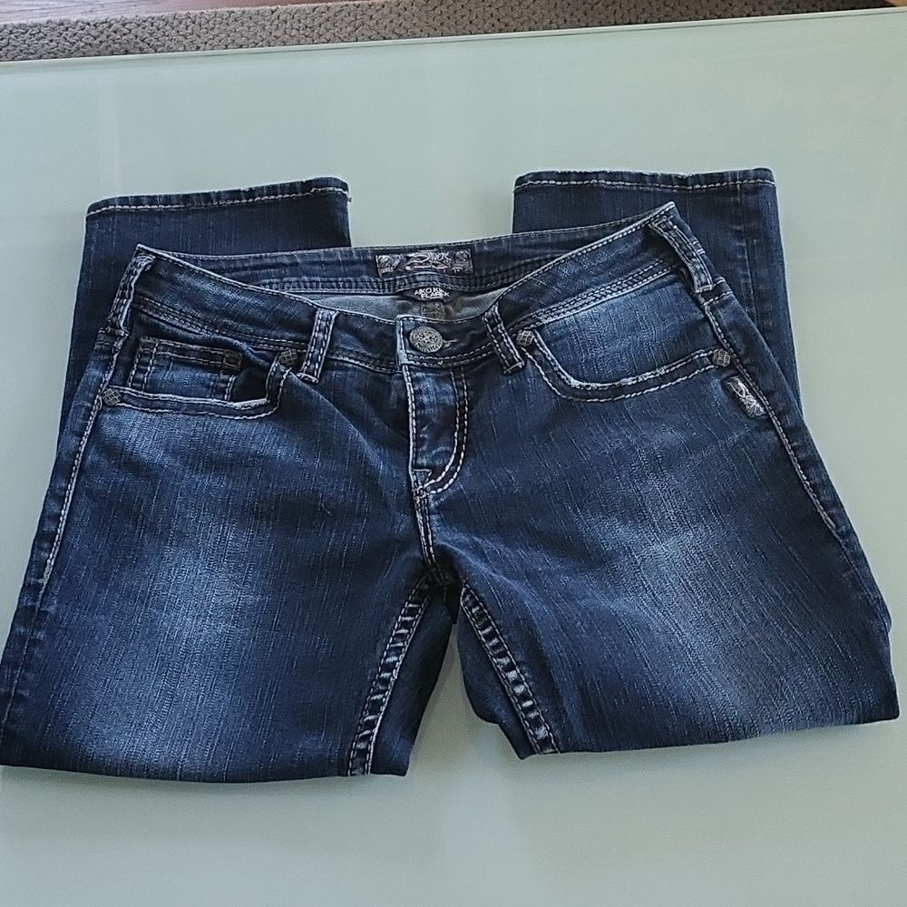 Silver Aiko Kick Flare Capri Jeans